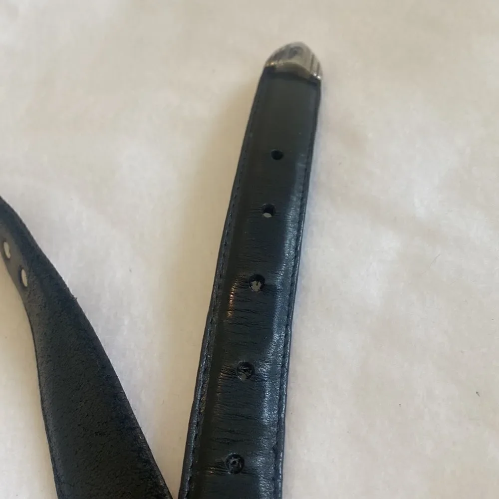 AML 3000 Top Grain Oil Tan Leather Black Golf Belt 36